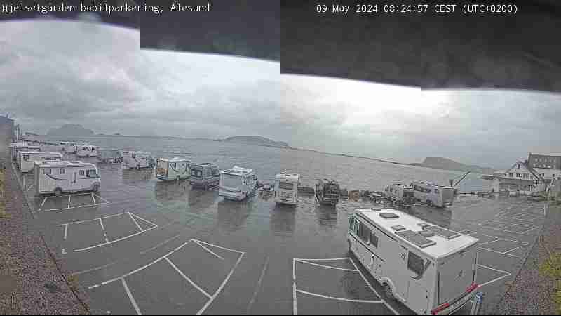 Hjelsetgården bobilparkering panorama - oppdateres hvert minutt - Klikk for stort bilde